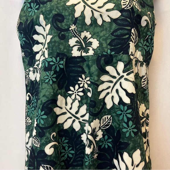 Hinalea Women’s Vintage Green Hawaiian Print Sleeveless Dress - Made In Hawaii - Picture 5 of 8